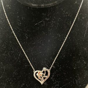 Distance 2 tone heart necklace